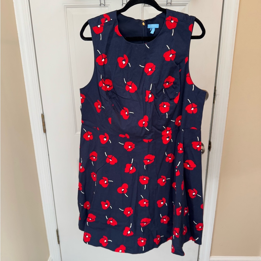 Draper James Sleeveless Navy Dress with Poppy Flowers